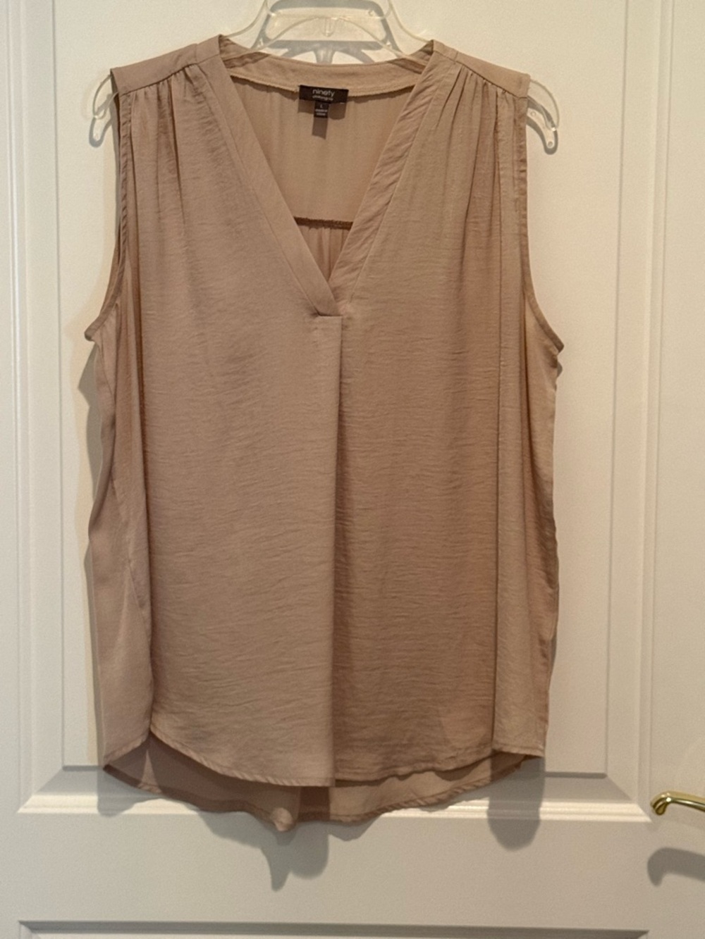 Nicely Sleeveless V-Neck Blouse in Taupe
